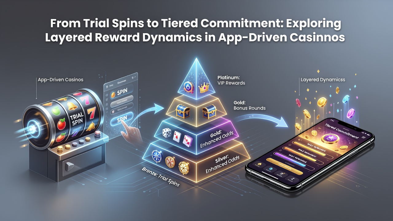 Darstellung von Belohnungsebenen in mobilen Casino-Apps mit Fokus auf Übergänge von Testspins zu VIP-Stufen