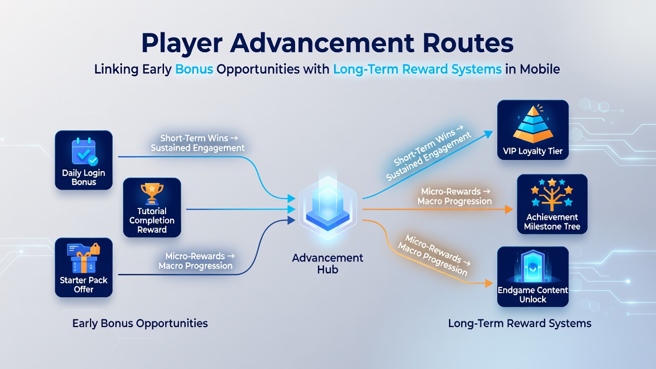 Diagramm zur Verknüpfung von Bonusangeboten und langfristigen Belohnungen in mobilen Casinos